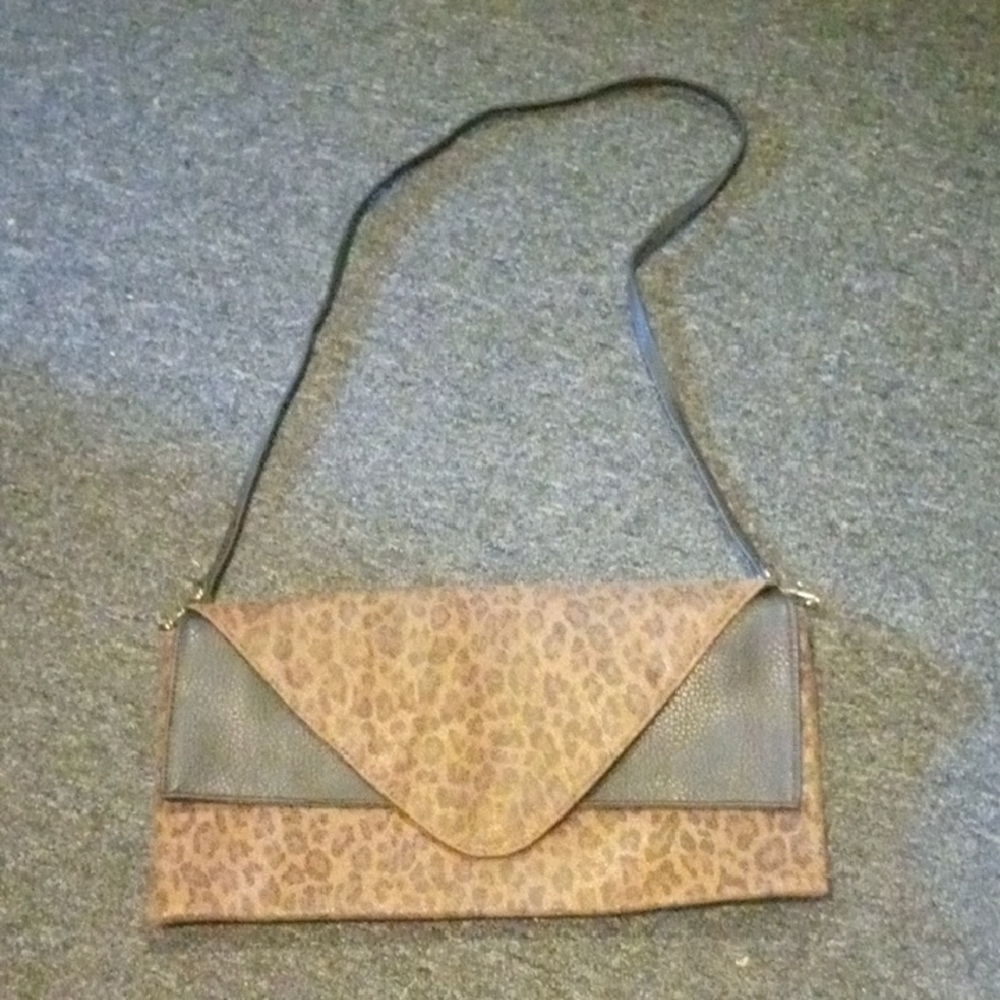 Braciano Brown and Black Clutch Modern Geometric Design